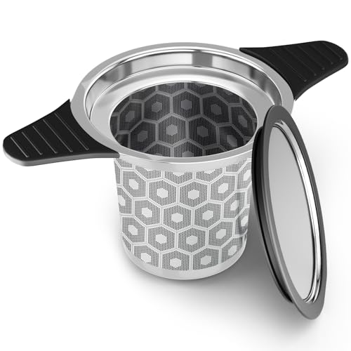 Reinmoson Extra Fine Mesh Tea Strainers & Filters for Loose Tea Single Cup, 304 Stainless Steel and Food Grade Silicone Loose Leaf Tea Steeper for Black Tea, Coffee, Rooibos, etc - color: Hive Black, size: 1 Pack