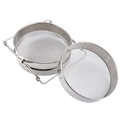 Mingzhe Stainless Steel Double Honey Strainer Sieve with Adjustable Arms for Honey Filtering 1 Set