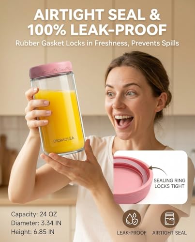 24oz 4Pack Glass Overnight Oats Jars Containers with Airtight Leakproof Lids, Reusable Mason Jars for Meal Prep, Yogurt Parfaits, Smoothies, Salads & Healthy Breakfasts (24 OZ-4-2) - color: 24 OZ-4Pack-2