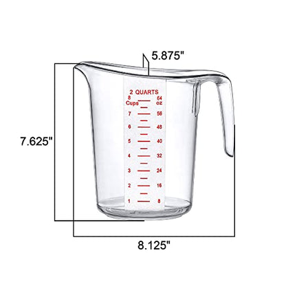 Amazing Abby - Melissa - 64-Ounce Plastic Measuring Pitcher (2-Pack), 8-Cup (2-Quart) Food-Grade Measuring Jug, Unbreakable, Stackable, Dishwasher-Safe, Great for Oil, Vinegar, Flour, and More - style: 2-Pack