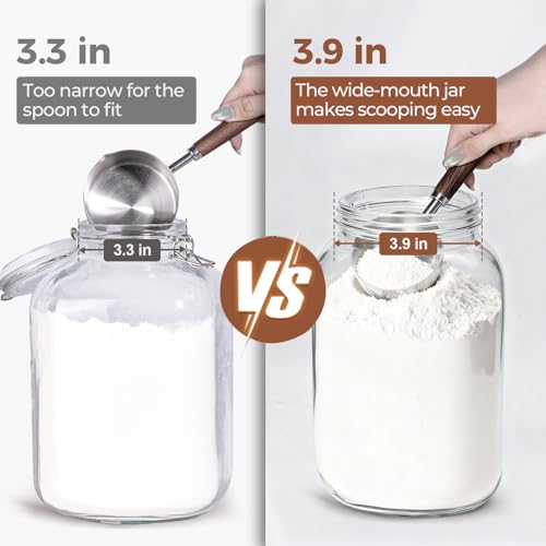 ComSaf 128 oz Wide Mouth Mason Jars 2 Pack, 1 Gallon Glass Jars with Lids | BPA-Free Materials, Large Size, Canning Pickling Sauce, Meal Prep Salad, Sourdough, Flour And Sugar For Baking, Food Storage - size: 1Gallon wide mouth 2PCS