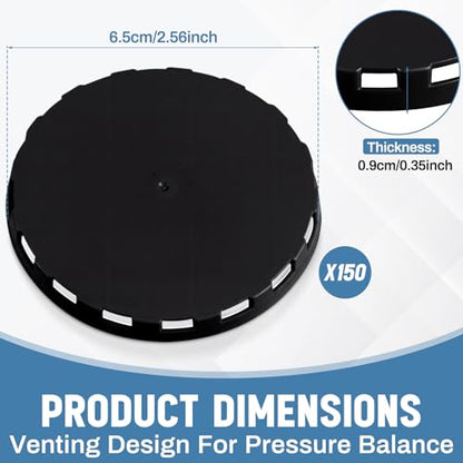 Qinyoung 150 Pcs Keg Plastic Caps with Ventilation Holes Plastic Lids for Protect the Kegs Filling and Valve (Black) - color: Black