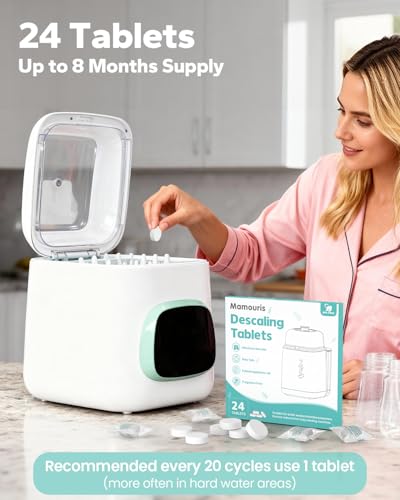 Descaling Tablets for Baby Bottle Washer, Compatible with Baby Brezza, Momcozy, Papablic Bottle Washer, Warmer, Sterilizer & Formula Maker, 24 Count Detergent Tablets - size: 24 Count