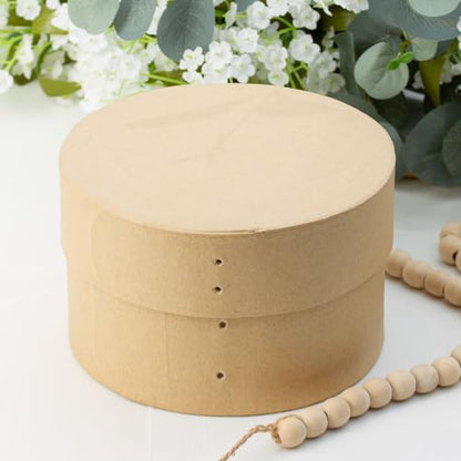 Factory Direct Craft Pack of 4 Paper Mache Round Shaker Style Boxes - Premade Unfinished Papier Mache Cardboard Shaker Boxes Imitate an Old Fashion Bent Band Cheese Box (Size: 5-7/8"Dia x 3-5/8" H) - color: 4 Round Shaker Boxes