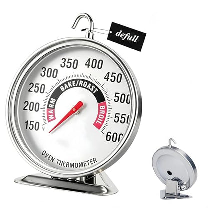 Oven Thermometer Extra Large 3" with Easy-Read Dial | 150-600F Pro Accurate Temp Gauge for Kitchen, Baking, Grill & Meat | Hang or Stand for Gas/Electric Ovens - size: Oven Thermometer-3 Inch