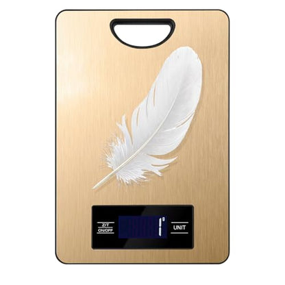 Food Scale, Digital Kitchen Scale with Hanging Loop, 11lb Baking Scale | 1g Accuracy, g/oz,etc.5 Unit Conversion, Tare Function, Fingerprint-Resistant Steel, Suitable for Cooking, Baking ,Meal Prep - color: Champagne gold