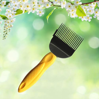 SagaSave Needle-Cut Honey Knife, Stainless Steel Honey Comb Uncapping Fork, Bee Supply Beekeeping Tool,Honey Fork Shovel Tool with Plastic Handle-Yellow