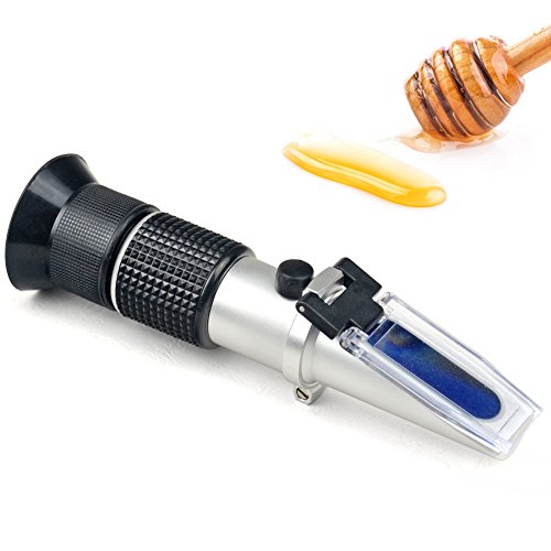 aichose Honey Refractometer for Honey Moisture, Brix and Baume, 3-in-1 Uses, 58-90% Brix Scale Range Honey Moisture Tester, with ATC, Ideal for Honey, Maple Syrup, and Molasses, Bee Keeping Supplies