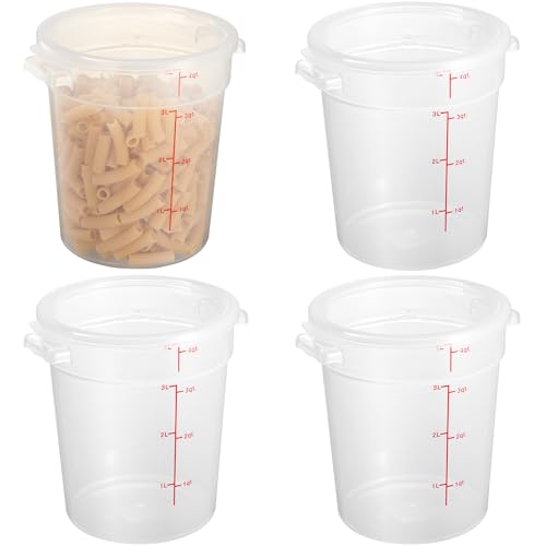 CURTA 4 Quart Translucent Round Food Storage Container with Lid, Pack of 4 – NSF Listed, BPA-Free, Commercial-Grade Polypropylene, Freezer & Dishwasher Safe, Non-Stick, Easy-Read Graduations - color: 4 qt.