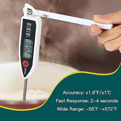 Copkim 6 Set Waterproof Food Thermometer for Water, Liquid, Candle and Cooking Digital Meat Thermometer with Long Probe Instant Read for Kitchen BBQ Grill Candy (White) - color: White