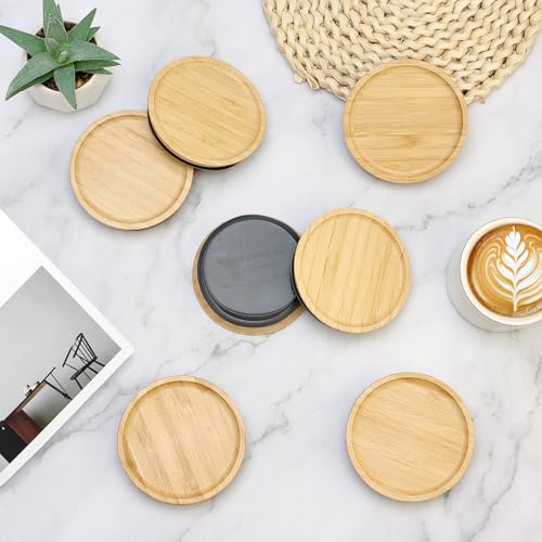 12 Pcs Bamboo Regular Mouth Jar Lids & Wide Mouth Lids for Mason Jars Tops Wooden Large Mouth Lid for Glass Cups Reusable Silicone Can Lid Cover Decorative Wood Canning Lid Supplies Accessories - size: 6PCS-Regular + 6PCS-Wide