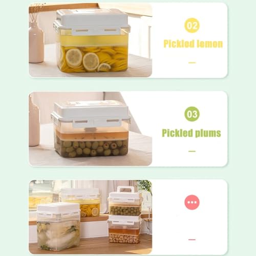 Kimchi Container, 4L Leakproof Airtight Fermentation and Storage Container with Inner Vacuum Lid and Press Plate, for Kimchi Sauerkraut Pickles and Preserved Food
