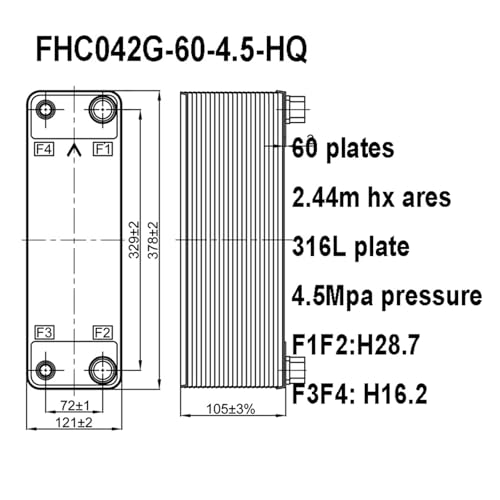 Female Thread Plate Wort Chiller Version 316L Stainless Steel Brazed Plate Heat Exchanger(FHC028-27-3.0-H) - color: Fhc028-27-3.0-h