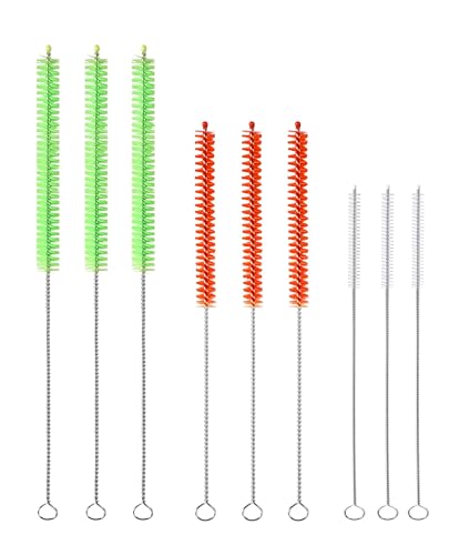 9PCS Reusable Long Colored Straw Cleaner Brush Set 12" Bendable,Capable of Cleaning Various Metal, Silicone, Plastic, Bamboo,Glass Straws Tubes Diameters Ranging from 4-16mm