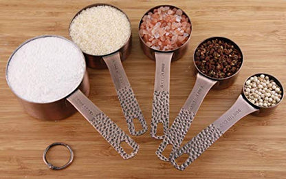 Copper Measuring Cups Set, Stainless Steel Measuring Cups, Copper Plated Measuring Cups, 5 Measurer cups, Metal Measurement Cups for Baking & Kitchen - color: B: Copper-6 Pieces