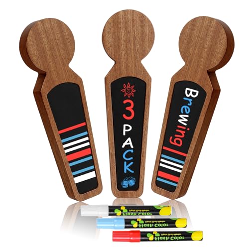 3PCS Wooden Beer Tap Handle Chalkboard Tap Handles for Kegerator Tap Handle Beer Faucet Handle Beer Gifts for Homebrewers, Bars, Restaurants & Weddings Kegerator Accessories - size: 3PCS Ebony Handle