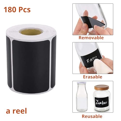Chalkboard Labels 180pcs Waterproof Reusable Label Stickers with 2 White Liquid Chalk Markers for Storage Bin, Food Container, Mason Jars 5X7.5cm Black - size: 180 PCS, Square Shape 5x7.5cm