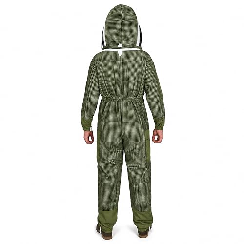 Beekeeping Suit Ventilated 3 Layer Ultra with Total Protection with Safety Fencing for Professional Beekeeping Supplies with Carrying Bag (BP-311-Green)-M - color: Green, size: M