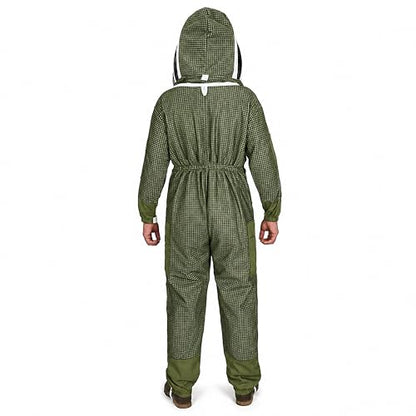 Beekeeping Suit Ventilated 3 Layer Ultra with Total Protection with Safety Fencing for Professional Beekeeping Supplies with Carrying Bag (BP-311-Green)-M - color: Green, size: M