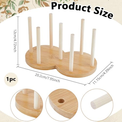 NBEADS 1 Set Tumbler Lids Organizer, Wood Cup Drying Rack 2-in-1 Double-Circle Standing Storage Holder for Mason Jar Lids Cups BottlesKitchen Organizers and Storage, 4.39x7.95x4.72 Inch