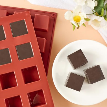 Puyeipt 2 Pack Square Silicone Molds, 1.4" x 1.4" x 1" Candy Chocolate Baking Molds for Cake, Candy, Jello, Truffle, Brownie, Soap, Ice Cream - style: 30 Cavities