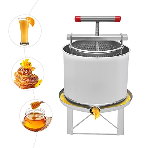 Bee Honey Press Extractor, 532.6 Oz Manual Beeswax Presser Honeycomb Drum Spinner, Stainless Steel Household Grape Fruit Juice Wine Making Equipment, Bucket Wall Thickness 0.07In