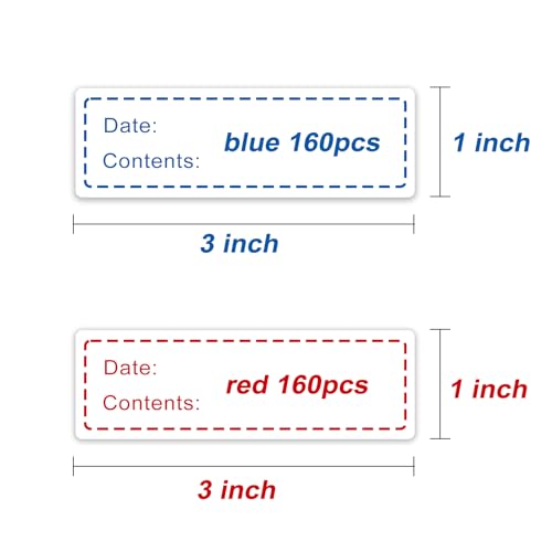320pcs Removable Freezer Labels, 1 x 3 Inch Food Storage Stickers Food Labels, Refrigerator Freezer Paper Label, Mason Jar Labels Easy Clean Leaves No Residue, Red and Blue - color: Blue and Red