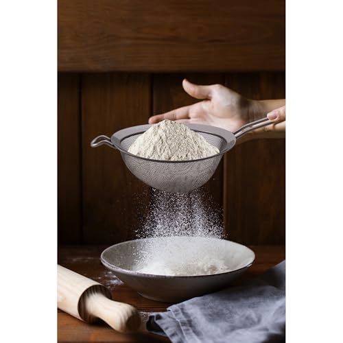 HIC Kitchen Fine Double Mesh Strainer, 18/8 Stainless Steel, 7-Inch, For Sifting Baking Ingredients, Straining, And Draining Stocks, Soups, And Sauces, Set of 2 - size: Double Mesh, 7-Inch, Set/2