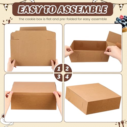 36 Pack Pizza Bakery Boxes 10" x 10" x 3" Kraft Square Bakery Boxes for Pie, Cookies, Cheesecake, Chocolate Covered Strawberries, Dessert Brown Paper Cardboard Container for Treats - size: 10 x 10 x 3 inches