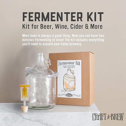 Craft A Brew - Fermentation Jug 1-pack - For Home Brewing - Includes 1 Gallon Glass Fermenter Jugs, Airlocks, and Silicone Stopper - size: 1 Pack