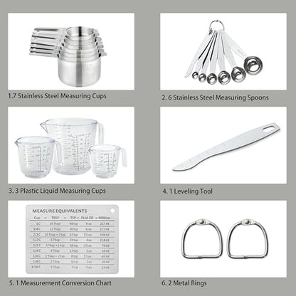 20PCS Measuring Cups and Spoons Set, Mituer Stainless Steel Nesting Kitchen Cooking Baking Measuring Set for Dry and Liquid Ingredients