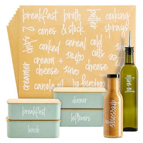 Talented Kitchen Labels for Storage Bins - 158 Count, White Script Vinyl - Removable Waterproof Labels for Food Containers & Pantry, Kitchen & Freezer Organization - color: White