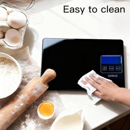 Food Scale with USB Rechargeable, Digital Kitchen Scale with 6 Units, High Precision to 0.04 oz /11lbs Capacity, Weight Range from 3g-5000g (Black) - color: Black