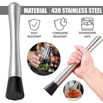 10 Inch Stainless Steel Muddler for Cocktails, Long Handle Durable Material, Bar Tool for Making Mojito and Fruit Drinks - color: 1pack-b