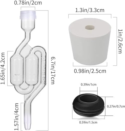 Bubble Airlock Set, 4 Airlocks for Fermenting, 4 Drilling #6 Stoppers and 8 Airlock Grommets, Used for Brewing Wine, Beer, Sauerkraut, Pickles, Etc. Fermentation Bubbler Airlock - color: Bubble airlock