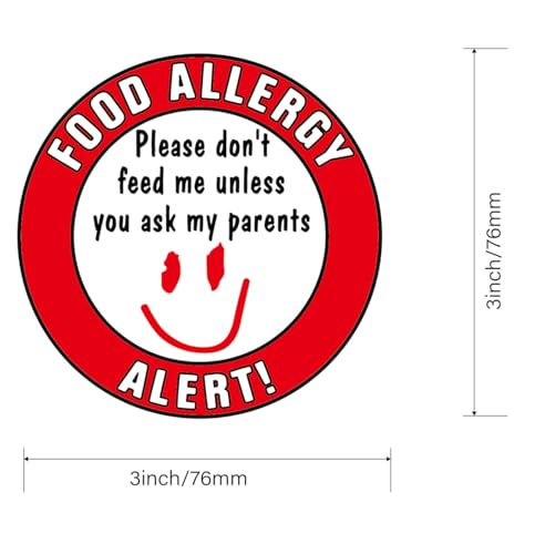 MeshaKippa 50pcs 3 Inch Children Food Allergen Warning Stickers for Kids Baby Allergies Signs - size: 3 inch