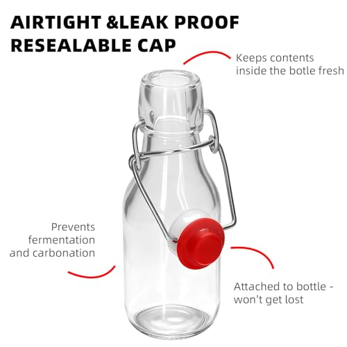 1Pc (4oz Round) clear Swing Top Brewing Bottles with Leak Proof Easy Caps, Glass Beer Bottle Flip Top Bottles For Kombucha, Kefir, Vanilla Extract, Beer (4oz Round) - size: 4 Ounces