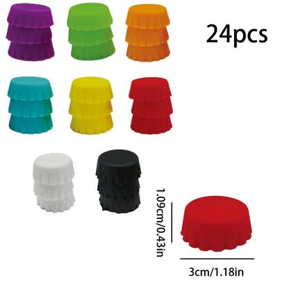 24 PCS Silicone Rubber Bottle Caps in 8 Colors – Reusable Beer, Soda & Wine Bottle Seals for Home Brewing and Kitchen Use