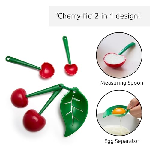 OTOTO Measuring Cups Set - Teaspoons for Dry & Liquid Ingredients, BPA-free & Dishwasher Safe, Funny Gifts, Baking Accessories, Unique Kitchen Gadgets (Mon Cherry) - style: Mon Cherry