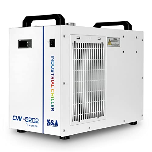 S&A Genuine CW-5202DH Industrial Water Chiller with 2 Inlets & Outlets for 80W - 150W CO2 Laser Engraving Cutting Water Cooling - size: CW-5202DH (US Stock)