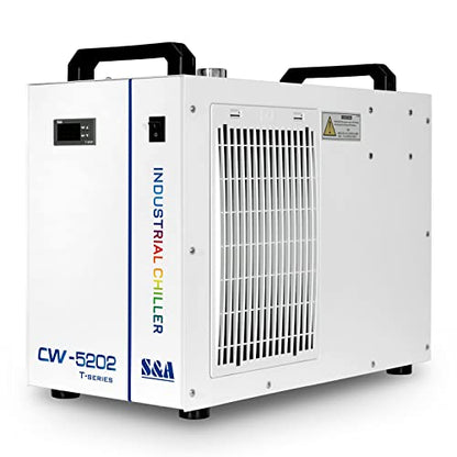 S&A Genuine CW-5202DH Industrial Water Chiller with 2 Inlets & Outlets for 80W - 150W CO2 Laser Engraving Cutting Water Cooling - size: CW-5202DH (US Stock)