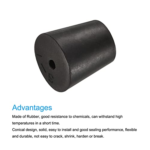 MECCANIXITY Rubber Tapered Plug 18mm to 24mm with Hole Test Tubes Bungs Stopper Black for Lab Home 5 Pieces - size: 18mm - 24mm