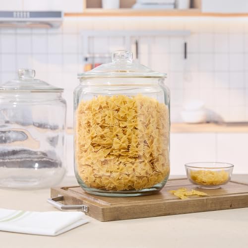 Restaurantware Glass Jar - 1 Count - Vetri 2 Gallon Glass Storage Jar, With Lid, Clear, Dishwasher-Safe - Storage Container For Flour, Coffee Beans, Kitchen Organization - size: 2 gal