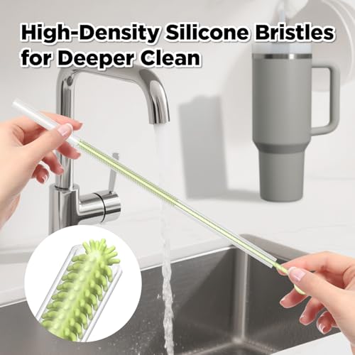 Silicone Straw Cleaner Brush, 2 Pcs Reusable Cleaning Brushes for Straws, 6mm&9mm, Green - color: Green