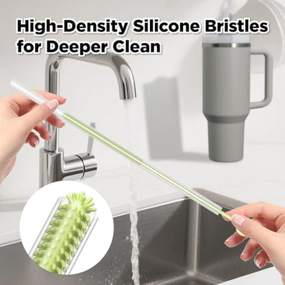 Silicone Straw Cleaner Brush, 2 Pcs Reusable Cleaning Brushes for Straws, 6mm&9mm, Green - color: Green