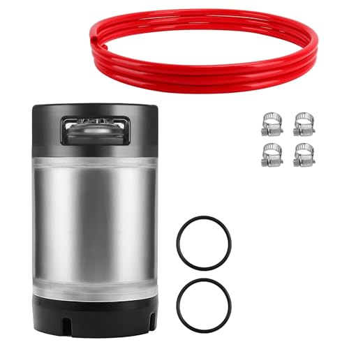 New 2.5 Gallon Corny Keg with 10FT Co2 Tube Kit, Stainless Steel Beer Keg with 2 Keg Lid Gaskets, PVC Beer Gas Line with 4PCS Stainless Steel Hose Clamp, Ideal for Homebrewing