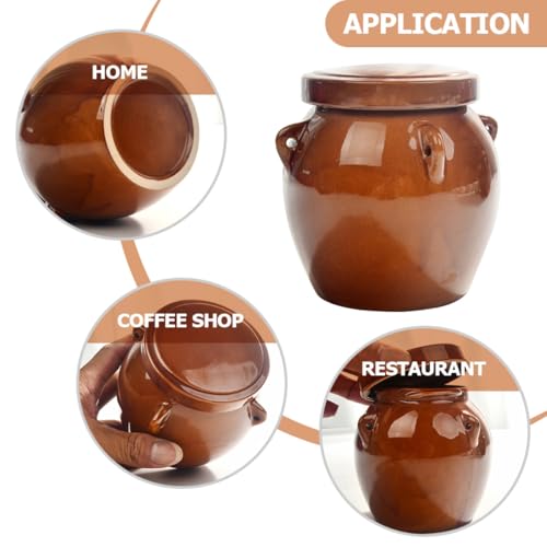 LIFKOME Ceramic Pickle Jar Large 1200g Food Storage Container with Airtight Seal Vintage Honey Crock Suitable for Kimchi Sauerkraut and Pickled Vegetables