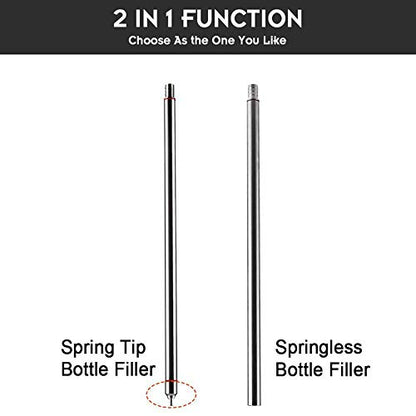 Professional 14" Stainless Steel Spring-Loaded Bottle Filler Pro-Grade Kit with 6.5ft NSF Tubing & Cleaning Brush – Homebrew Equipment for Beer, Wine, Kombucha, and More