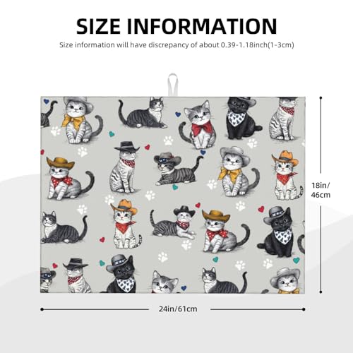 Pet Lover Cat Dish Drying Mat For Kitchen Counter, Super Absorbent Microfiber Dish Drying Pad, Kitchen Gadgets For Easy Clean Multi-Use Large 18"x24" - color: Pet Lover Cat