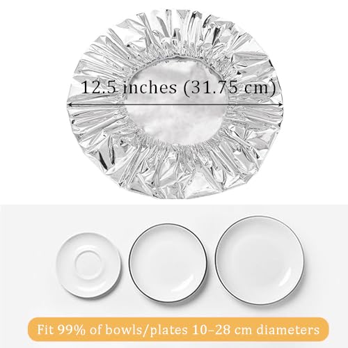 Ouliget Repeatable Film Insulation Cover,Aluminium Foil Elastic Food Bowl Storage Covers,Food Fresh Keeping Bags for Sandwich Wraps Burritos BBQ Cooking Storing Food,10 Pieces